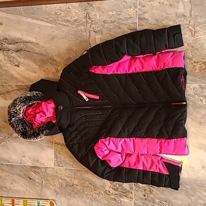 Spyder Kids Puffer Jacket in Black and Pink
